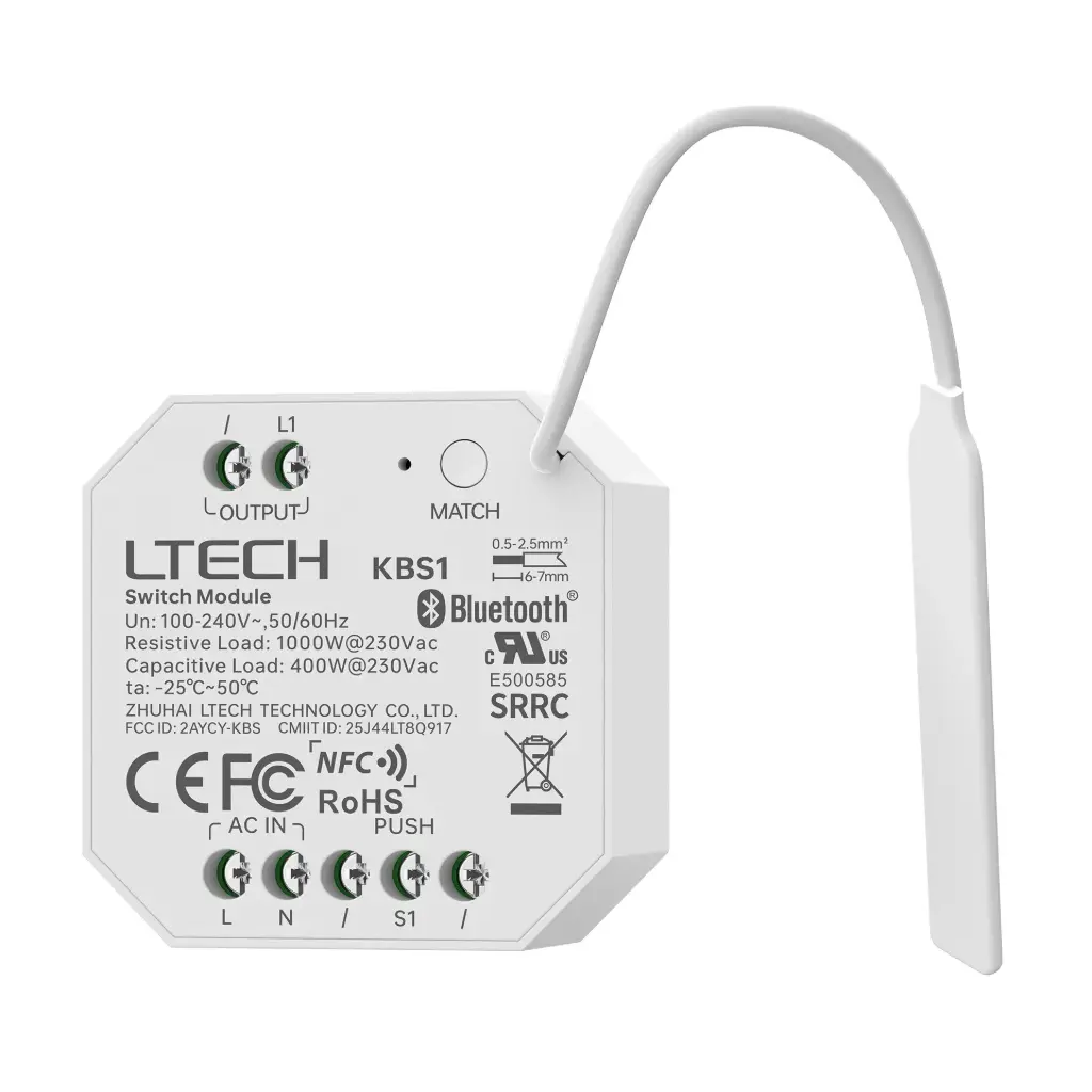 LTECH Xiaolei 1ch (push-) switch to BLE 5.0 - KBS1